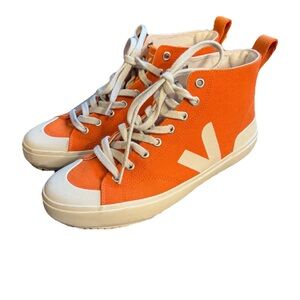 Veja Nova Canvas Sneakers High Top Lace-up Pumpkin Shoes Women’s Size 8 EUR39 S5